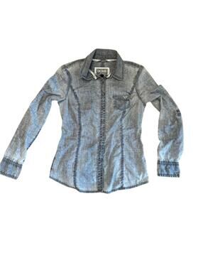 VTG Guess acid jean chambray shirt Button down Womens Large 90s